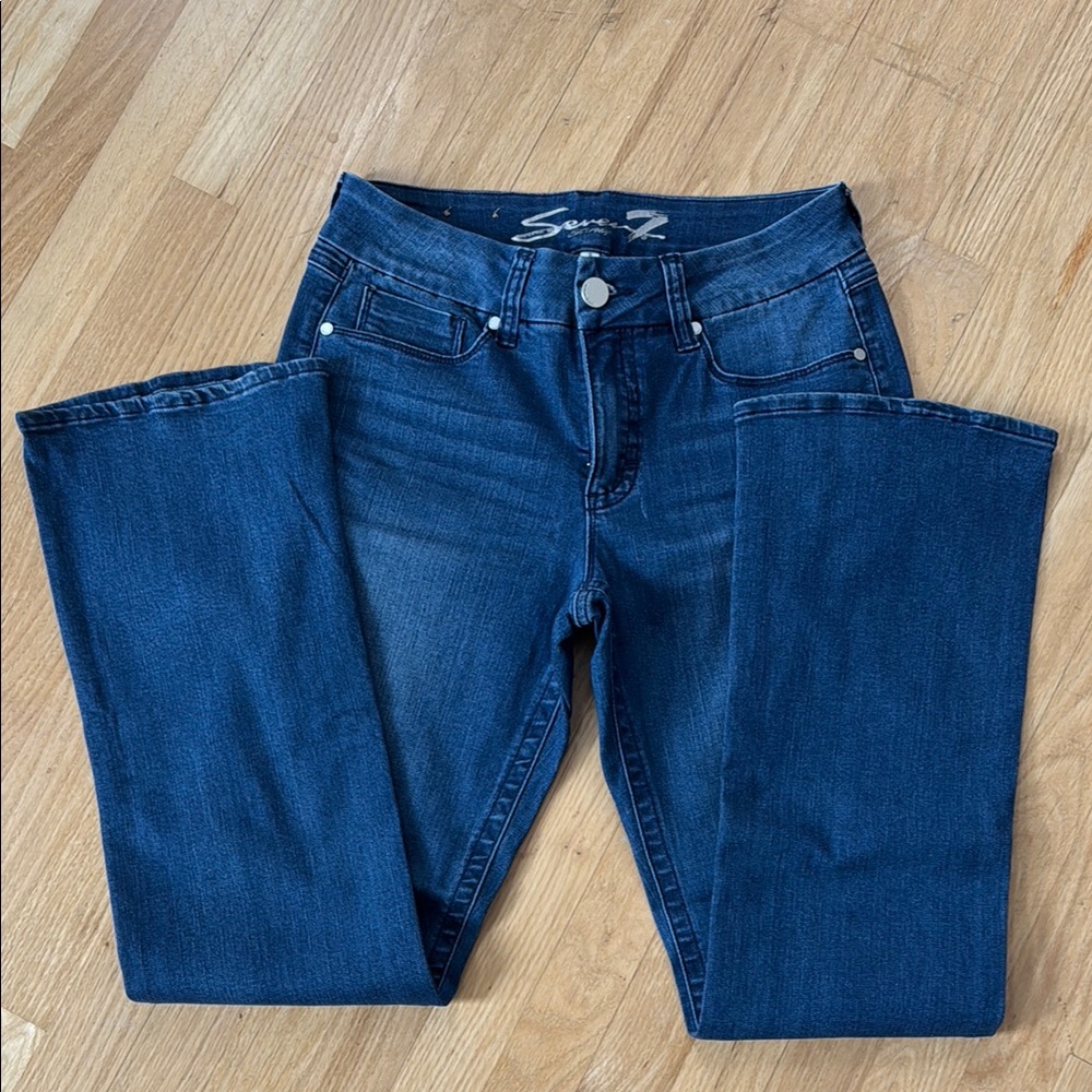 Seven7 Blue Boot Cut Tummyless Jeans Classic Denim